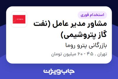 استخدام مشاور مدیر عامل (نفت گاز پتروشیمی) در بازرگانی پترو روما