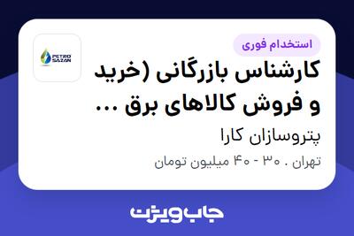 استخدام کارشناس بازرگانی (خرید و فروش کالاهای برق و ابزار دقیق) - آقا در پتروسازان کارا