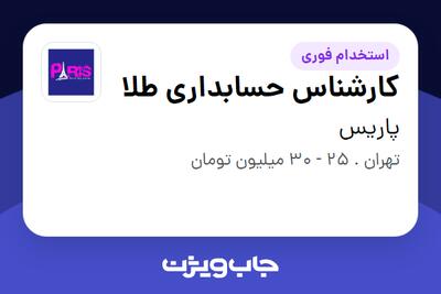 استخدام کارشناس حسابداری طلا - آقا در پاریس