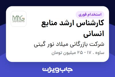 استخدام کارشناس ارشد منابع انسانی در شرکت بازرگانی میلاد نور گیتی