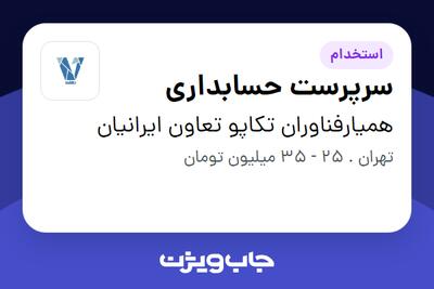 استخدام سرپرست حسابداری در همیارفناوران تکاپو تعاون ایرانیان