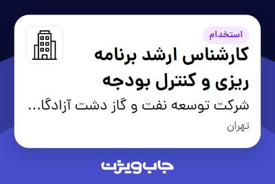 استخدام کارشناس ارشد برنامه ریزی و کنترل بودجه - آقا در شرکت توسعه نفت و گاز دشت آزادگان اروند