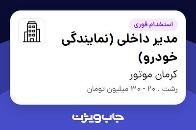 استخدام مدیر داخلی (نمایندگی خودرو) - آقا در کرمان موتور