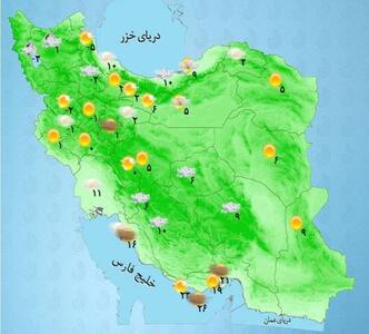 بارش شدید برف و باران در ۵ استان کشور/ سامانه بارشی در شرق کشور فعالیت می‌کند +نقشه هواشناسی