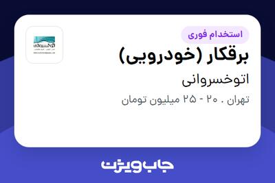 استخدام برقکار (خودرویی) - آقا در اتوخسروانی