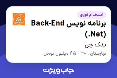 استخدام برنامه نویس Back-End (.Net) در یدک چی