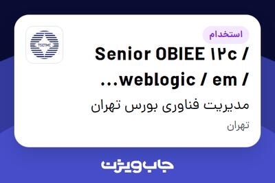 استخدام Senior OBIEE 12c / weblogic / em / support در مدیریت فناوری بورس تهران