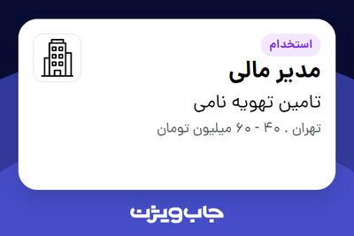 استخدام مدیر مالی در تامین تهویه نامی