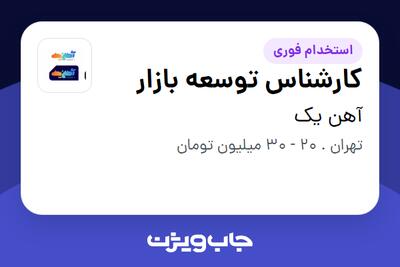 استخدام کارشناس توسعه بازار در آهن یک