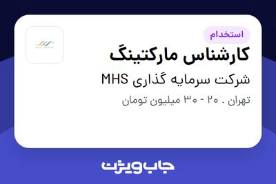 استخدام کارشناس مارکتینگ در شرکت سرمایه گذاری MHS