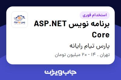 استخدام برنامه نویس  ASP.NET Core در پارس تیام رایانه