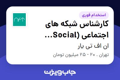 استخدام کارشناس شبکه های اجتماعی (Social Media) در ان اف تی یار