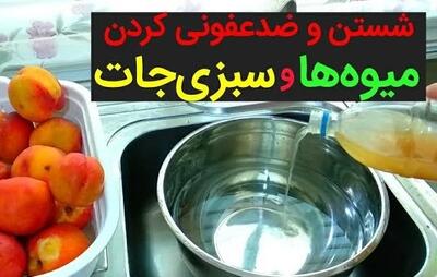 ضد عفونی کردن میوه و سبزیجات با مواد طبیعی + روش نگهداری در یخچال!