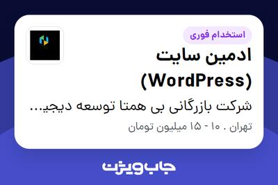 استخدام ادمین سایت (WordPress) در شرکت بازرگانی بی همتا توسعه دیجیتال