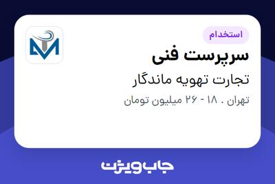 استخدام سرپرست فنی در تجارت تهویه ماندگار