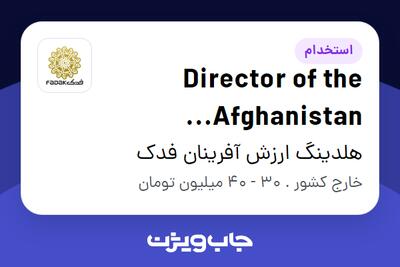 استخدام Director of the Afghanistan Representative Office در هلدینگ ارزش آفرینان فدک