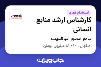 استخدام کارشناس ارشد منابع انسانی در ماهر محور موفقیت