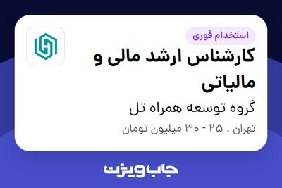 استخدام کارشناس ارشد مالی و مالیاتی در گروه توسعه همراه تل