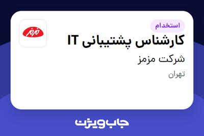 استخدام کارشناس پشتیبانی IT در شرکت مزمز