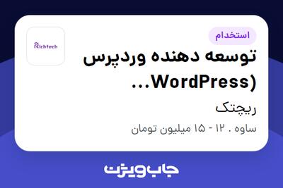 استخدام توسعه‌ دهنده وردپرس (WordPress Developer) در ریچتک