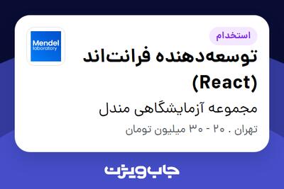 استخدام توسعه‌دهنده فرانت‌اند (React) در مجموعه آزمایشگاهی مندل