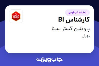 استخدام کارشناس BI - آقا در پروتئین گستر سینا