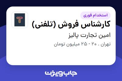 استخدام کارشناس فروش (تلفنی) - خانم در امین تجارت پالیز