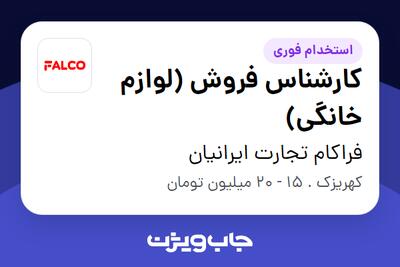 استخدام کارشناس فروش (لوازم خانگی) - آقا در فراکام تجارت ایرانیان