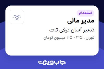 استخدام مدیر مالی در تدبیر آسان ترقی تات