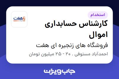 استخدام کارشناس حسابداری اموال - آقا در فروشگاه های زنجیره ای هفت