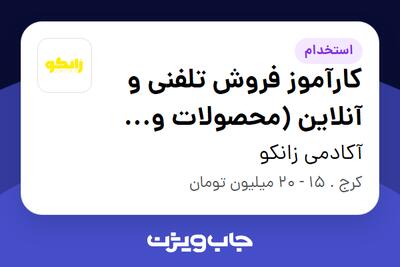 استخدام کارآموز فروش تلفنی و آنلاین (محصولات و خدمات آموزشی) - خانم در آکادمی زانکو