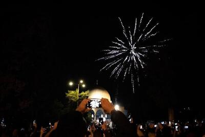 فیلم/جشن فلسطینی‌ها در مسجد الاقصی پس از آتش‌بس