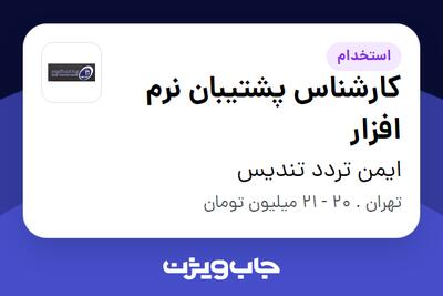 استخدام کارشناس پشتیبان نرم افزار - آقا در ایمن تردد تندیس