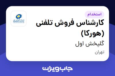 استخدام کارشناس فروش تلفنی (هورکا) در گلپخش اول