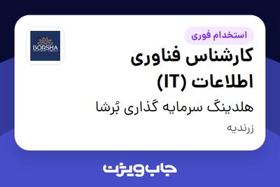 استخدام کارشناس فناوری اطلاعات (IT) در هلدینگ سرمایه گذاری بُرشا