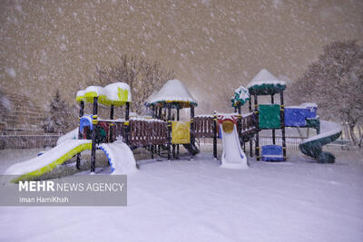 بارش شبانه برف در همدان