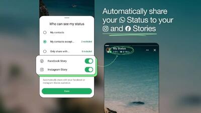 اشتراک‌گذاری استاتوس‌های واتس‌اپ در اینستاگرام و فیسبوک ممکن می‌شود