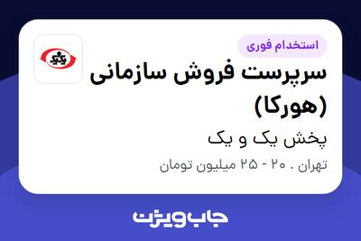 استخدام سرپرست فروش سازمانی (هورکا) در پخش یک و یک