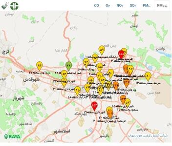 هوای تهران در وضعیت زرد