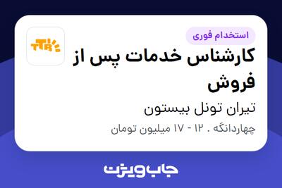 استخدام کارشناس خدمات پس از فروش - خانم در تیران تونل بیستون