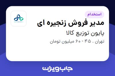 استخدام مدیر فروش زنجیره ای در پایون توزیع کالا