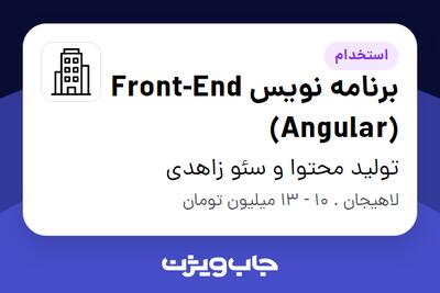 استخدام برنامه نویس Front-End (Angular) در تولید محتوا و سئو زاهدی