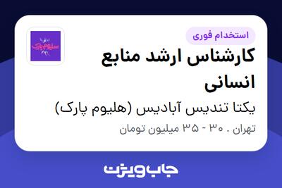 استخدام کارشناس ارشد منابع انسانی در یکتا تندیس آبادیس (هلیوم پارک)