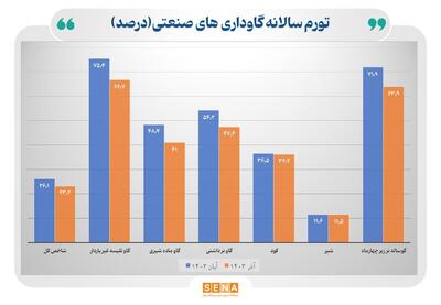 کاهش ۲.۹ واحد درصدی تورم سالانه گاوداری‌های صنعتی