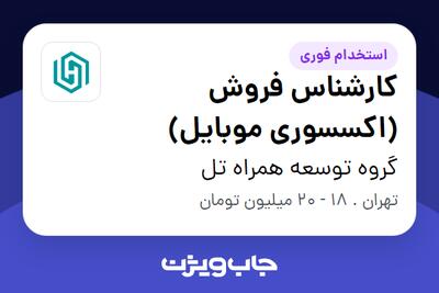 استخدام کارشناس فروش (اکسسوری موبایل) در گروه توسعه همراه تل