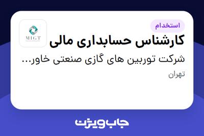 استخدام کارشناس حسابداری مالی در شرکت توربین های گازی صنعتی خاورمیانه