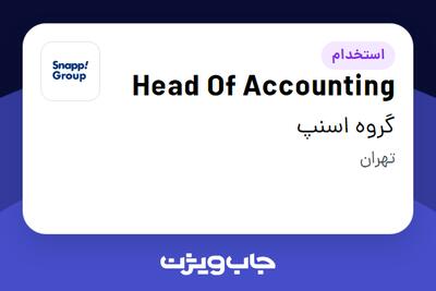 استخدام Head Of Accounting در گروه اسنپ