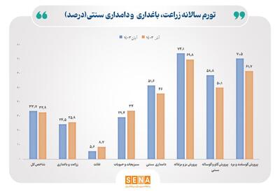 کاهش نرخ تورم زراعت، باغداری و دامداری سنتی در آذر ۱۴۰۳