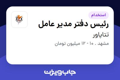 استخدام رئیس دفتر مدیر عامل در تتاپاور