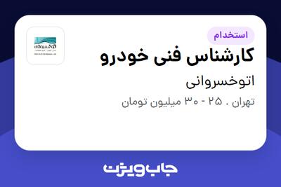 استخدام کارشناس فنی خودرو - آقا در اتوخسروانی